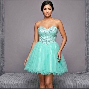 NEW Mint Green Sequin Corset Tulle Mini Dress - Homecoming/Prom - Size 8, 14, 16